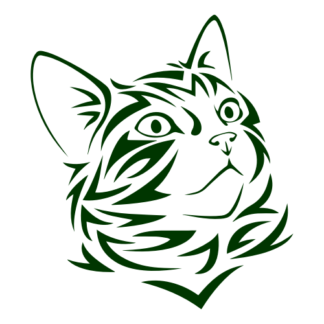 Tribal Cat Decal (Dark Green)
